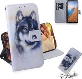 Schilderen Patroon Gekleurde Tekening Horizontale Flip Leren Case met Houder & Kaartsleuven & Portemonnee voor Xiaomi Redmi 7A (Witte Wolf)