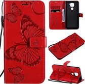 Voor Xiaomi Redmi Note 9 / 10X 4G 3D Vlinders Embossing Patroon Horizontale Flip Leren Case met Houder & Kaartsleuf & Portemonnee (Rood)