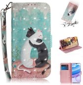 Voor Xiaomi Redmi 10X 5G 3D Geschilderd Patroon Magnetische Aantrekkelijkheid Horizontale Flip Leren Case met Houder & Kaartsleuf & Portemonnee & Lanyard (Zwart Witte Kat)