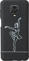 Voor Xiaomi Redmi Note 9 Pro Black Frosted Painted TPU beschermhoes (Ballet Girl)