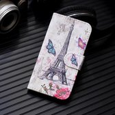 3D-schilderijpatroon Gekleurde tekening Horizontale flip PU lederen tas met houder & kaartsleuven en portemonnee voor Xiaomi Redmi 7A (Eiffeltoren)