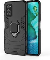 Voor Huawei Honor V30 Pro schokbestendige pc + TPU beschermhoes met magnetische ringhouder (zwart)