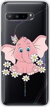 Voor Asus ROG Phone 3 ZS661KS schokbestendig geverfd transparant TPU beschermhoes (kleine roze olifant)