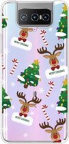 Voor ASUS Zenfone 7 Pro ZS671KS Christmas Series Transparante TPU beschermhoes (Cane Deer)