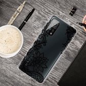 Voor Xiaomi Mi 10T Pro Gekleurde tekening Clear TPU beschermhoesjes (Black Rose)