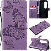 Voor Xiaomi Mi 10 Ultra 3D vlinders reliëfpatroon horizontale flip lederen tas met houder & kaartsleuf & portemonnee (paars)