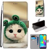 Voor Samsung Galaxy M01 Gekleurde Tekening Cross Textuur Horizontale Flip PU Lederen Case met Houder & Kaartsleuven & Portemonnee & Lanyard (Frog Kitten)