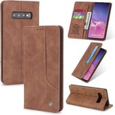 Voor Samsung Galaxy S10 POLA 008 Serie Retro Klassieke Magnetische Horizontale Flip Leren Case met Houder & Kaartsleuven (Bruin)