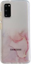 Voor Samsung Galaxy S20 marmerpatroon glitterpoeder schokbestendig TPU-hoesje met afneembare knoppen (roze)