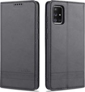 Voor Samsung Galaxy A71 AZNS Magnetische Kalf Textuur Horizontale Flip Leren Case met Kaartsleuven & Houder & Portemonnee (Zwart)