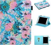 Voor 8 inch universele tablet-pc bloem patroon horizontale flip lederen tas met kaartsleuven & houder (roze bloem)