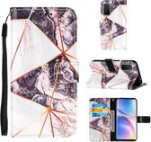 Voor OnePlus 9 Pro Marble Stitching Horizontale Flip PU lederen hoes met houder & kaartsleuven & portemonnee & lanyard (zwart wit)