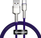 Baseus CATJK-A05 Cafule-serie 40W USB naar Type-C / USB-C metalen oplaadgegevenskabel, lengte: 1m (paars)