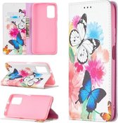 Voor Xiaomi Poco M3 Gekleurd Tekenpatroon Onzichtbaar Magnetisch Horizontaal Flip PU Leren Case met Houder & Kaartsleuven & Portemonnee (Twee Vlinders)