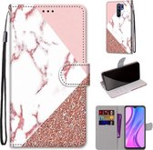 Voor Xiaomi Redmi 9 Gekleurde Tekening Cross Textuur Horizontale Flip PU Lederen Case met Houder & Kaartsleuven & Portemonnee & Lanyard (Poeder Steen Textuur)