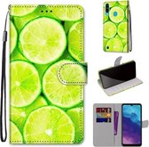 Voor ZTE Blade A7 2020 Gekleurde Tekening Cross Textuur Horizontale Flip PU Lederen Case met Houder & Kaartsleuven & Portemonnee & Lanyard (Groene Citroen)
