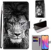 Voor Xiaomi Redmi 8A Gekleurde Tekening Cross Textuur Horizontale Flip PU Lederen Case met Houder & Kaartsleuven & Portemonnee & Lanyard (Zwart Wit Leeuwenkop)