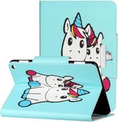 Voor Amazon Kindle Fire HD 8 (2020) Gekleurde tekening patroon Horizontale flip lederen tas met houder & kaartsleuven & portemonnee (paar Eenhoorn)