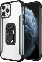 PC + TPU + metalen schokbestendige beschermhoes met ringhouder voor iPhone 12/12 Pro (lichtgroen)