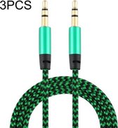 3 STKS K10 3,5 mm mannelijk naar mannelijk nylon gevlochten audiokabel, lengte: 1 m (groen)