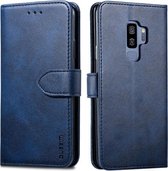 Voor Galaxy S9 + GUSSIM zakelijke stijl horizontale flip lederen tas met houder en kaartsleuven en portemonnee (blauw)