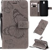 Voor LG K30 Pressed Printing Butterfly Pattern Horizontale Flip PU lederen tas met houder & kaartsleuven & portemonnee & lanyard (grijs)