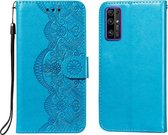 Voor Huawei Honor 30 Flower Vine Embossing Pattern Horizontale Flip Leather Case met Card Slot & Holder & Wallet & Lanyard (Blue)