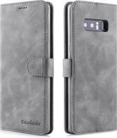 Voor Galaxy Note 8 Diaobaolee Pure Fresh Texture Horizontale Flip Leather Case, met houder & kaartsleuf & portemonnee & fotolijst (grijs)