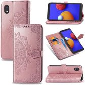 Voor Samsung Galaxy A01 Core Mandala bloem reliëf horizontale flip lederen tas met beugel / kaartsleuf / portemonnee / lanyard01 Core Mandala bloem reliëf horizontale flip lederen tas met beu