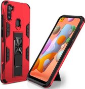 Voor Samsung Galaxy A11 US-versie Soldier Armor Shockproof TPU + PC magnetische beschermhoes met houder (rood)