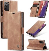 Voor Samsung Galaxy Note20 CaseMe multifunctionele horizontale flip lederen tas, met kaartsleuf & houder & portemonnee (bruin)