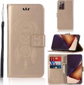Voor Samsung Galaxy Note 20 Ultra Wind Chime Owl Embossing Pattern Horizontale Flip Leather Case, met houder & kaartsleuven & portemonnee (Rose Gold)