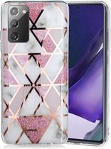 Voor Samsung Galaxy Note20 Plating Marble Pattern Soft TPU beschermhoes (roze)