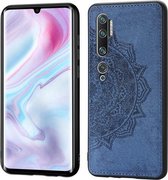 Voor Xiaomi CC9 Pro / Note 10 / Note 10 Pro Mandala reliëf stoffen hoes PC + TPU mobiele telefoonhoes met magnetische functie en draagriem (blauw)