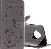 Voor Xiaomi 10T Lite 5G / Redmi Note 9 Pro 5G Cat Bee Embossing Pattern Schokbestendig Horizontaal Flip lederen tas met houder & kaartsleuven & portemonnee (grijs)