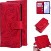 Voor Xiaomi Redmi 9A Tiger Embossing Pattern Horizontale Flip lederen tas met houder & kaartsleuven & portemonnee (rood)