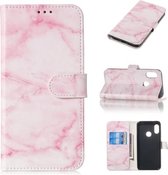 Gekleurde tekening Marmerpatroon Horizontale flip PU lederen hoes met houder & kaartsleuven & portemonnee voor Xiaomi Redmi 6 Pro / Mi A2 Lite (roze)