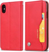 Kneedhuidtextuur horizontaal lederen flip-hoesje voor iPhone XS / X, met fotolijst en houder & kaartsleuven en portemonnee (rood)