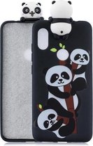 Voor Xiaomi Redmi Note 6 schokbestendige Cartoon TPU beschermhoes (drie panda's)