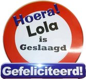 Bedrukte Huldeschild geslaagd met naam.