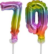 Regenboog taart decoratie ballonnen cijfers 70.