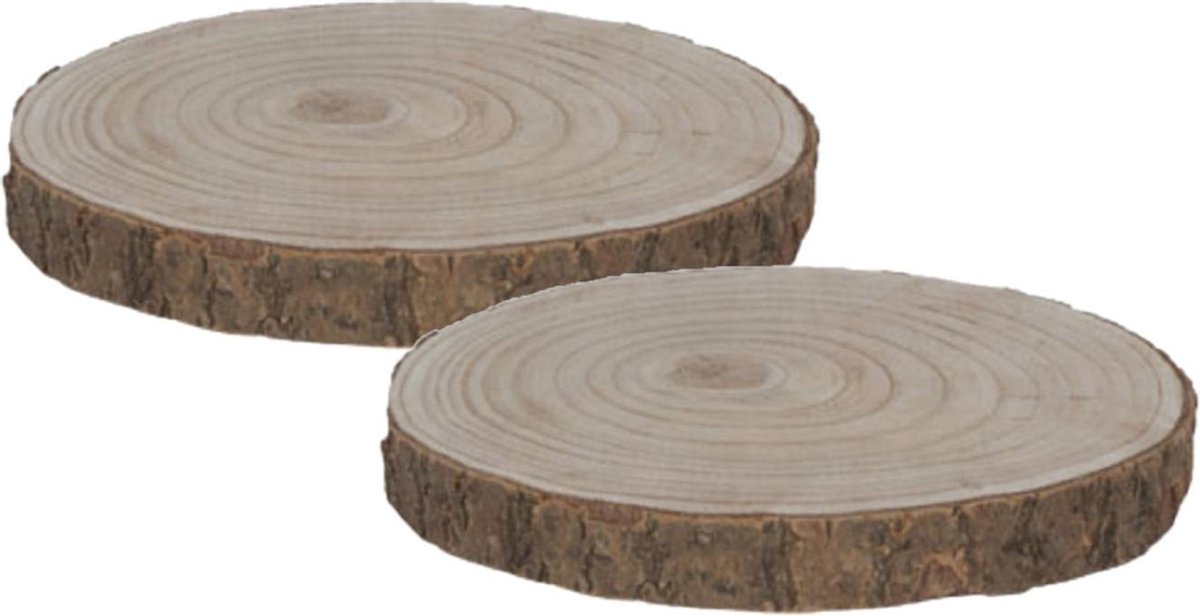 3x stuks woondecoratie houten boomschijven 28 x 3 cm