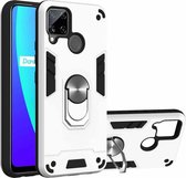 Voor OPPO Realme C12 / C15 Armor Series PC + TPU beschermhoes met ringhouder (zilver)