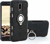 Voor Motorola Moto G4 Plus 2 in 1 Cube PC + TPU beschermhoes met 360 graden draaien zilveren ringhouder (zwart)