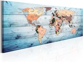 Artgeist World Maps Sapphire Travels Canvas Schilderij - 150x50cm