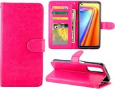 Voor OPPO Realme 7 / Narzo 20 Pro Crazy Horse textuur lederen horizontale flip beschermhoes met houder & kaartsleuven & portemonnee & fotolijst (rose rood)