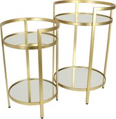 Lux - bijzettafel- goud - metaal - 44x44x71 - set van 2