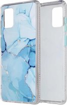 Voor Samsung Galaxy A71 gekleurd glazuur marmer TPU + pc beschermhoes (blauw)