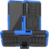 Voor OPPO Realme 6 Pro Tire Texture Shockproof TPU + PC beschermhoes met houder (blauw)