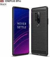 Voor OnePlus 8 Pro Brushed Texture Carbon TPU Case (Zwart)